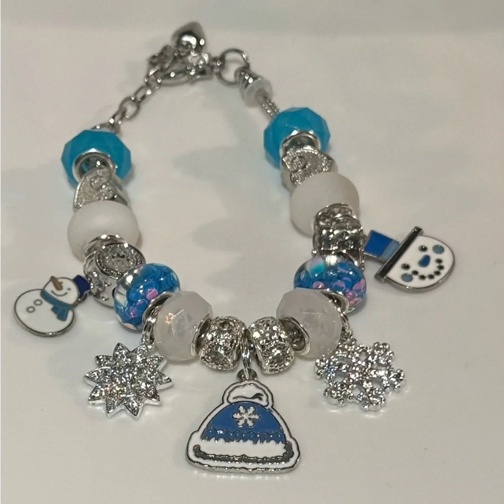 Blue and Silver Christmas Charm Bracelet